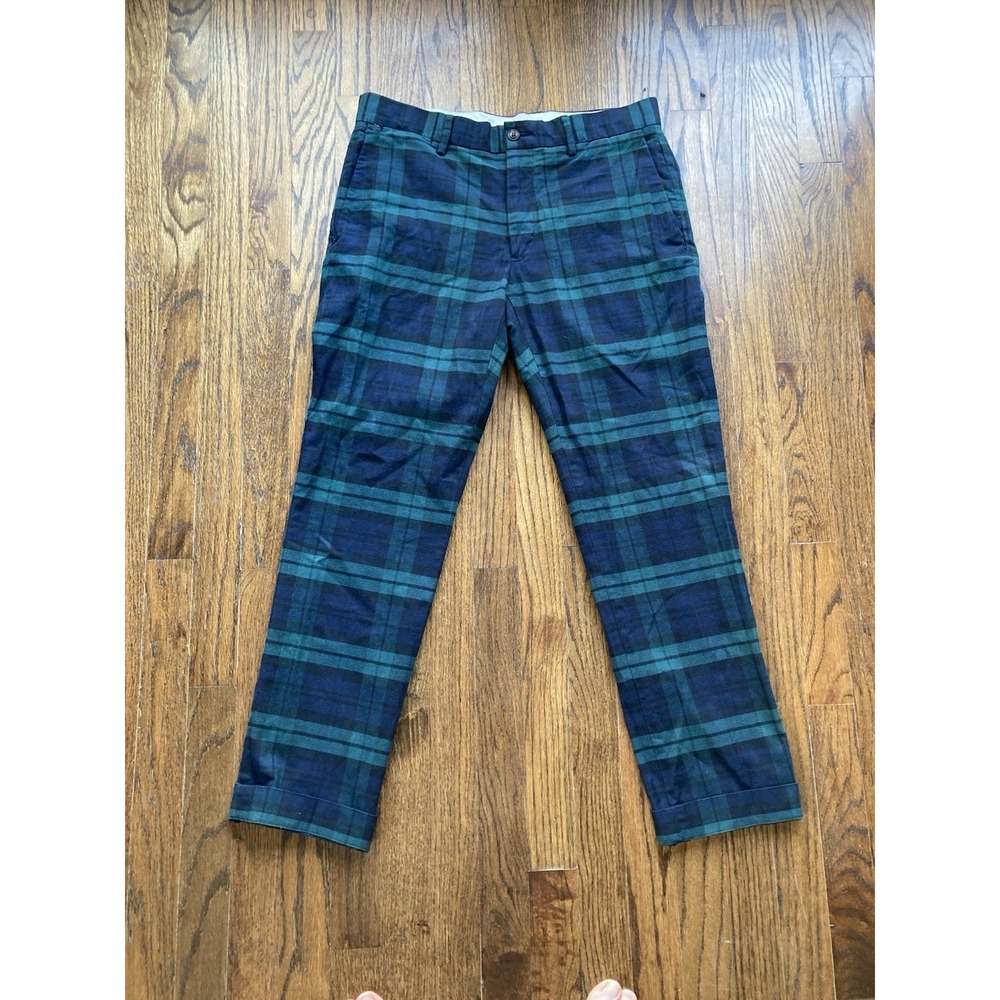 Polo Ralph Lauren Pants Mens Size 32x30 Tartan Plaid Trousers Cotton Blue Green